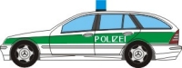 Papercraft imprimible y armable de un Mercedes clase C combi de la policía. Manualidades a Raudales.